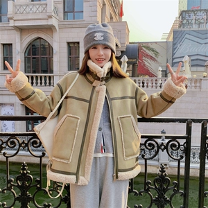 数据流量25年冬装新款皮毛一体火焰复合外套女182A-8523P195K288图片