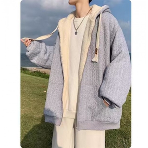 棉衣外套男秋冬季加绒连帽港风潮牌宽松保暖百搭棉服潮L88630-p57图片