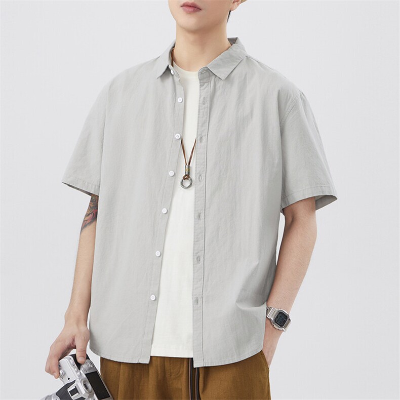 纯棉短袖衬衫男休闲外套上衣A329-CS648-P65,男装衬衫,电商A329