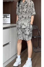 1短袖衬衫男+短裤男套装男聚酯纤维M-5XL大码TZ78717P50控98，男装牛仔裤，星座226-2
