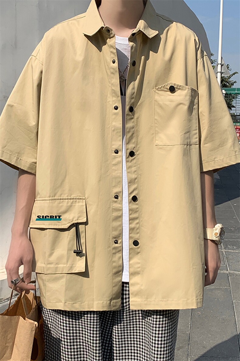 CS4002-P55夏季新款工装质感短袖衬衫男士工装衬衣韩版时尚控78,男装T恤,电商B280-1（原A049）