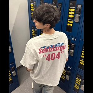 1506/QY5250/P33美式复古字母印花短袖T恤情侣半袖上衣潮图片