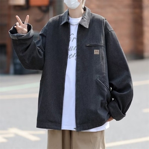 翻领底特律工装夹克男秋宽松休闲潮牌日系复古情侣外套 YT92图片