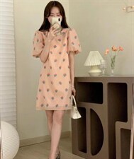 立体花绣花连衣裙，女装连衣裙，欧妮卡蒂蔓