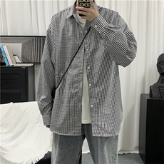 潮流帅气休闲衬衣ins港风格子新款宽松韩版长袖衬衫W574-P32，男装毛呢大衣，星座512-2