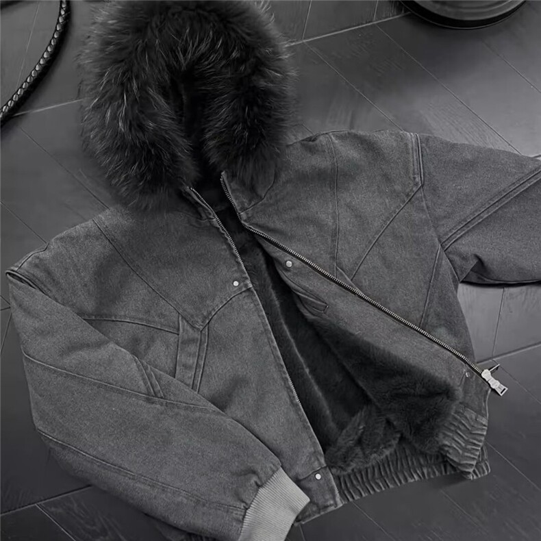 2025冬季可拆卸毛领连帽短款棉服外套男女派克服保暖棉衣1040P220,男装棉衣,电商D256-2(原A064-2)