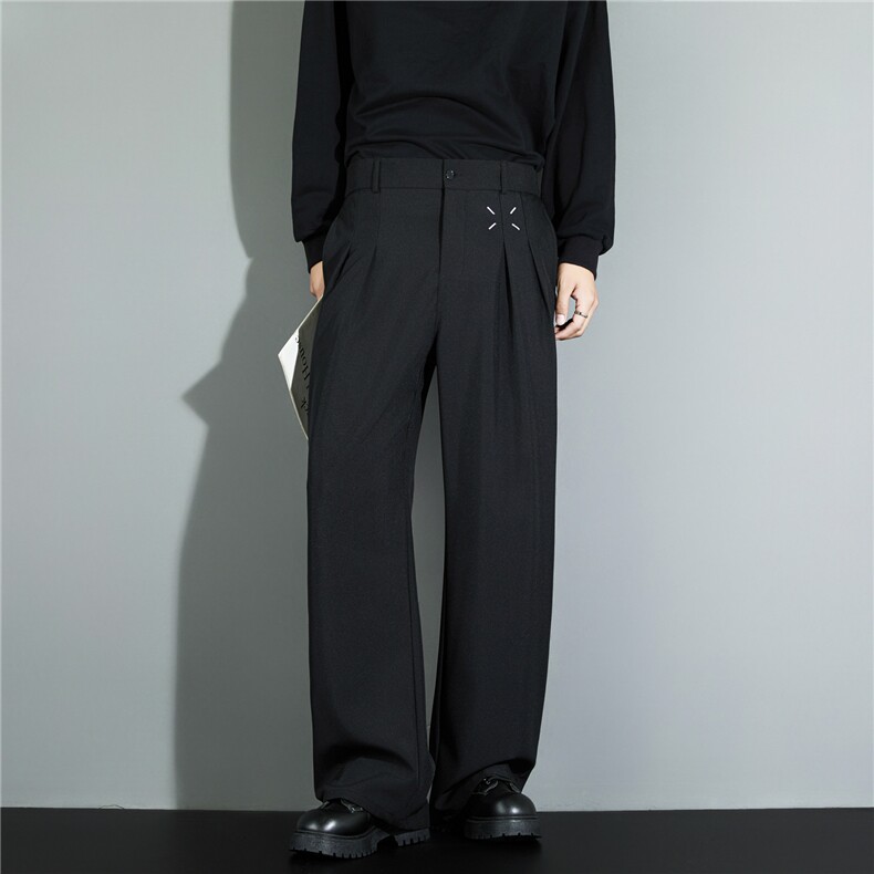 西裤男款痞帅高级感休闲阔腿裤百搭刺绣西装长裤子，男装西裤，星座410-6（原星座1304-1）