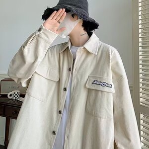 新款日系百搭ins潮流原宿流行文艺简约灯芯绒衬衫气质时尚慵懒图片