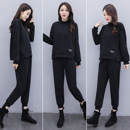 2021秋季新款简约时尚休闲气质百搭新潮舒适圆领两件套套装，女装套装/套裙，凯瑟曼