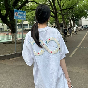 万针全刺绣工艺抖音得物高品质260克重磅纯棉双纱美式高街短袖T恤图片