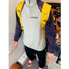 美式插肩撞色t恤男秋季健身跑步基础训练服半拉链小众速干长袖T恤，男装T恤，星座807-3