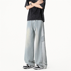 美式条纹牛仔裤潮牌青少年直筒裤新款，男装牛仔裤，星座302A-2
