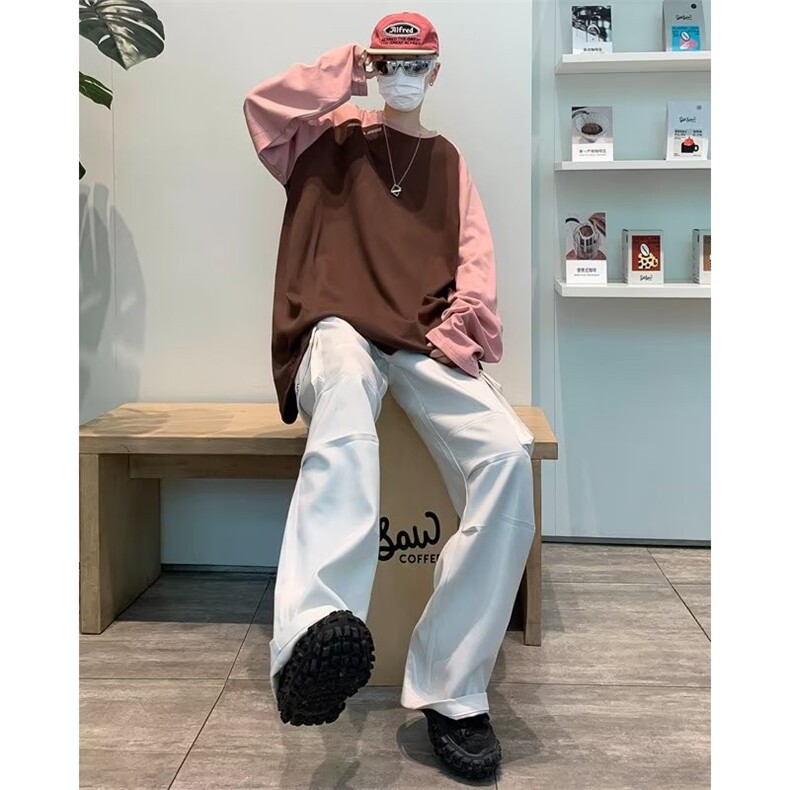 秋季新款套头卫衣男情侣拼接圆领长袖宽松T恤打底上衣WY825-P36,男装卫衣,星座1008