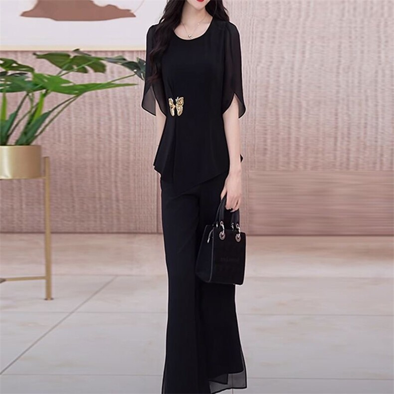 泓澄茂时尚套装女春夏2026年高档气质高端复古减龄妈妈两件套裤子,女装套装/套裙,超越