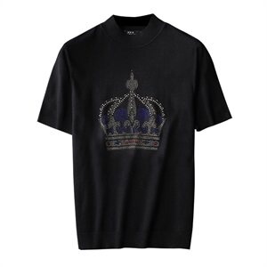 秋冬男士半高领羊毛烫钻短袖毛衣 QT711 5816 P75  延续图片