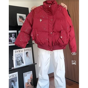 MA742-P108美式满天星棉服保暖痞帅立领面包服棉衣提供小视频图片