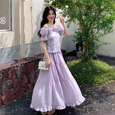 夏装大量现货！紫色仙气荷叶边两件套2C133-8950P165K238，女装套装/套裙，2C133