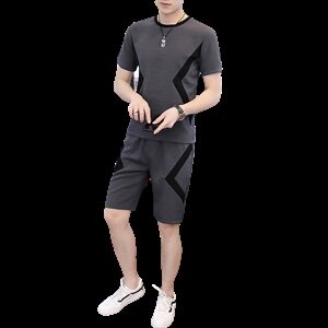 男士冰丝短袖T恤潮流休闲运动套装男装夏装一套衣服帅气T719-P50图片