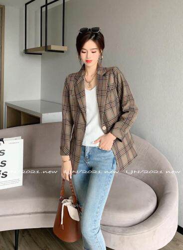 格子西装外套，女装西装，莲佳妮