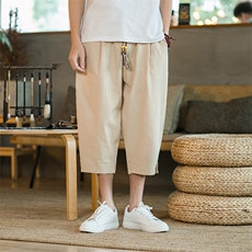 哈伦裤夏季男装七分裤男大码亚麻2025新款休闲裤XZ225-1-K66-P25，男装牛仔裤，星座225-1