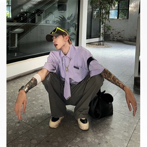 CS11-特P40  美式潮牌情侣装（送领带）学院风jk制服短袖衬衫男图片