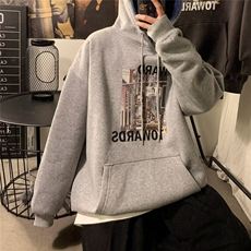 350g潮牌港风印花连帽卫衣男女休闲春秋宽松时尚上衣5176-P43网图，女装卫衣/绒衫，电商B245