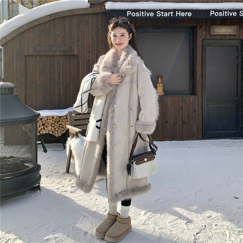现货：冬装新款高级感加厚皮毛一体长款外套2C135-8965P295K458,女装皮草,2C135
