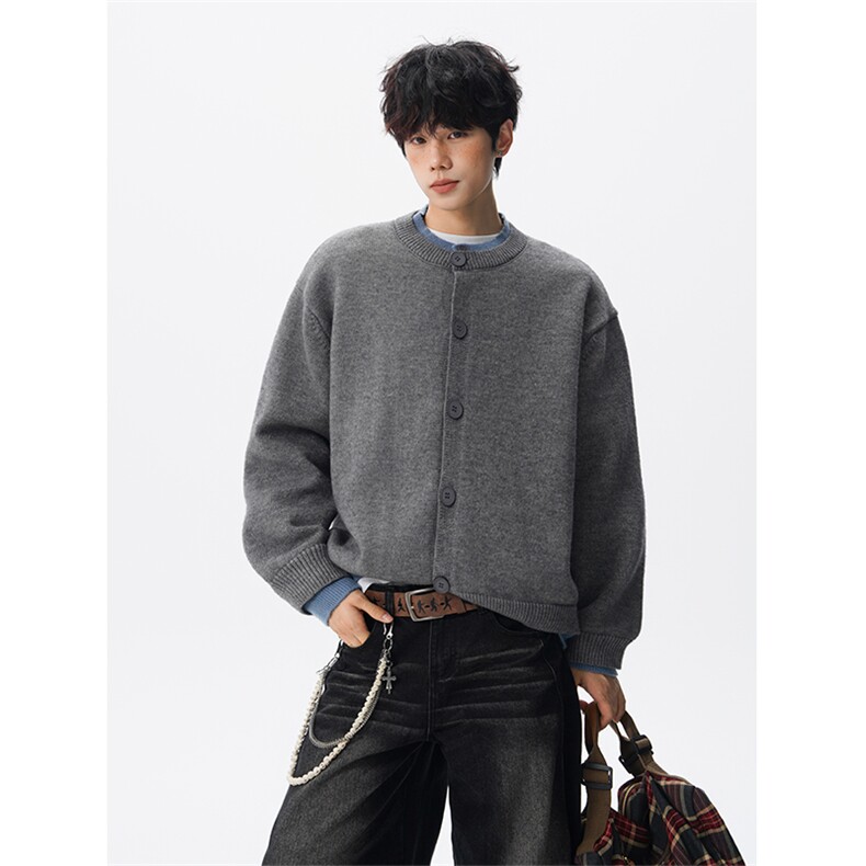 假两件高级感叠穿毛衣男美式针织开衫外套男MY1232-P78，男装针织衫/毛衣，电商D206-1