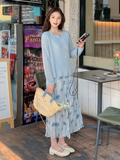 ZB305-款号5811冰川湖兰色套钐+半裙P145K198，女装套装/套裙，浙宝305