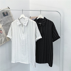 冰丝夏季条纹拉链短袖体恤衫宽松polo衫T2005P3596%涤纶4%氨纶，男装T恤，电商A177