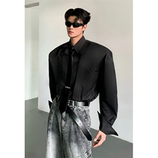 WE1596-P46纯色春秋款衬衫小众男女高级感外套韩系百搭翻领长袖，男装衬衫，电商B323A