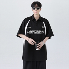美式复古撞色拼接翻领高级POLO衫重磅插肩袖短袖T恤T281-P38，男装Polo衫，电商C307