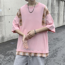 港风t恤男短袖2024新款百搭半袖衣服ins潮牌宽松五分袖体恤上衣，男装T恤，星座1013