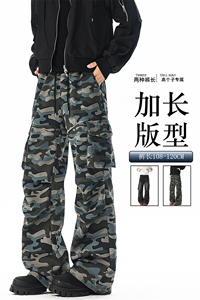 迷彩裤子男生190高 个子加长工装裤直筒休闲卫裤阔腿运动裤KZ086图片