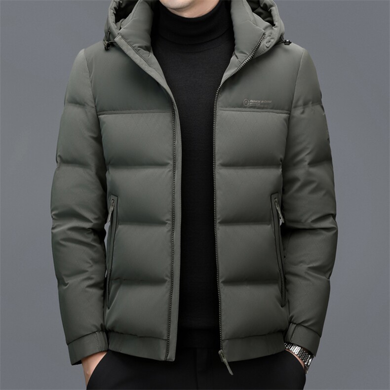 冬季男士白鸭绒短款羽绒服保暖品质连帽加绒加厚休闲简约上衣男装图片