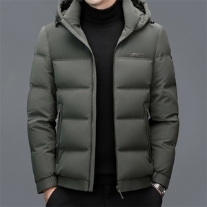冬季男士白鸭绒短款羽绒服保暖品质连帽加绒加厚休闲简约上衣男装图片