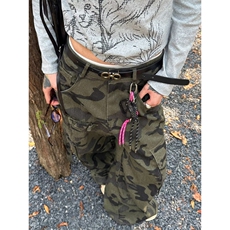 美式复古褶皱多口袋水洗迷彩工装裤潮男女堆积感阔腿裤AM7053P68，男装牛仔裤，星座1013-5
