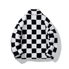 1白底冬季情侣羊羔毛棉衣男棉服棋盘格宽松棉衣外套男MY7535P135，男装棉衣，星座226-2
