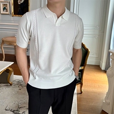 夏季短袖商务休闲V领针织衫，男装T恤，星座506A
