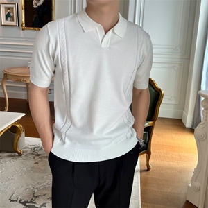 夏季短袖商务休闲V领针织衫图片