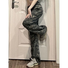 美式复古牛仔裤女春季新款迷彩设计感小众宽松裤子潮WL83088-p45，男装牛仔裤，星座1008
