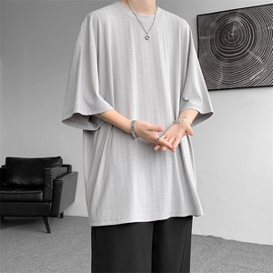 8XL-M 重磅！特大码港风短袖T恤男士半袖男五分袖体恤衫DX306P40图片