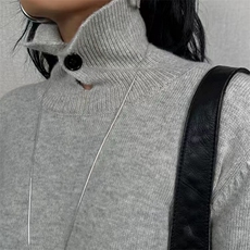 2025年秋季新款纯色立领针织套头上衣时尚百搭，女装针织衫/毛衣，旭驰羊绒