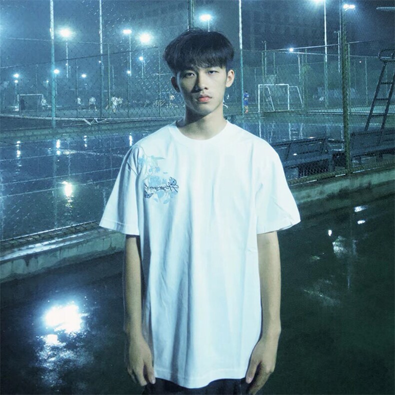 万针全刺绣解构设计260克重磅双纱纯棉高品质美式高街短袖T恤特35,男装T恤,电商A486