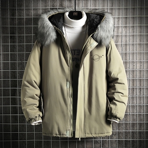 MM48238-P130 冬季大毛领棉衣男士大码加厚棉袄男棉服 网格图片
