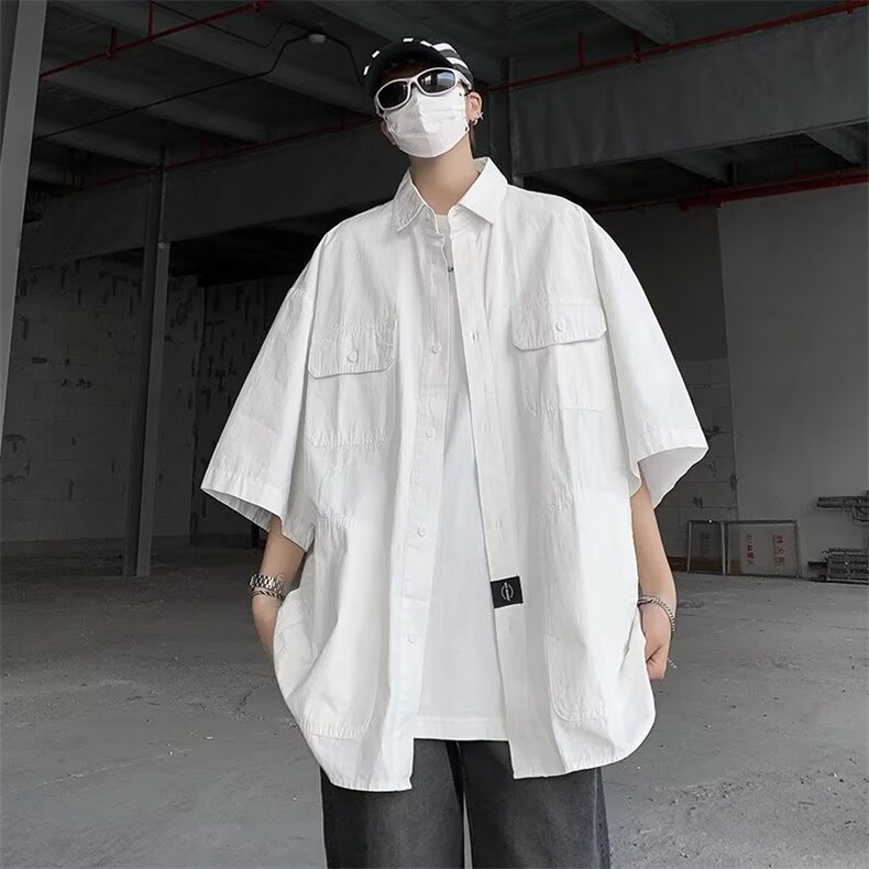 衬衫男短袖港风潮流痞子帅2023夏季新款ins宽松百搭外套CY219-P51,男装衬衫,星座412-3