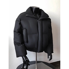 现货5W件冬季三防重磅硬挺boxy短款羽绒立领PU皮棉衣外套加厚棉服，男装棉衣，电商A443