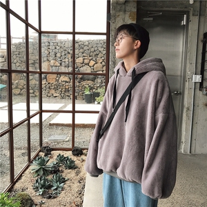 仿兔毛连帽双层加厚有弹性里布 纯色毛绒卫衣A158-703-P78图片