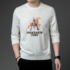 中年男士长袖秋季2023新款商务休闲印花卫衣潮流时尚百搭上衣，男装卫衣，电商B212（原钱塘6029）