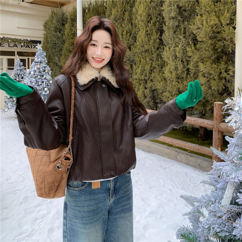 2026冬季皮衣加绒短款RF2C290-6895#-P190-K285,女装皮衣,2C290